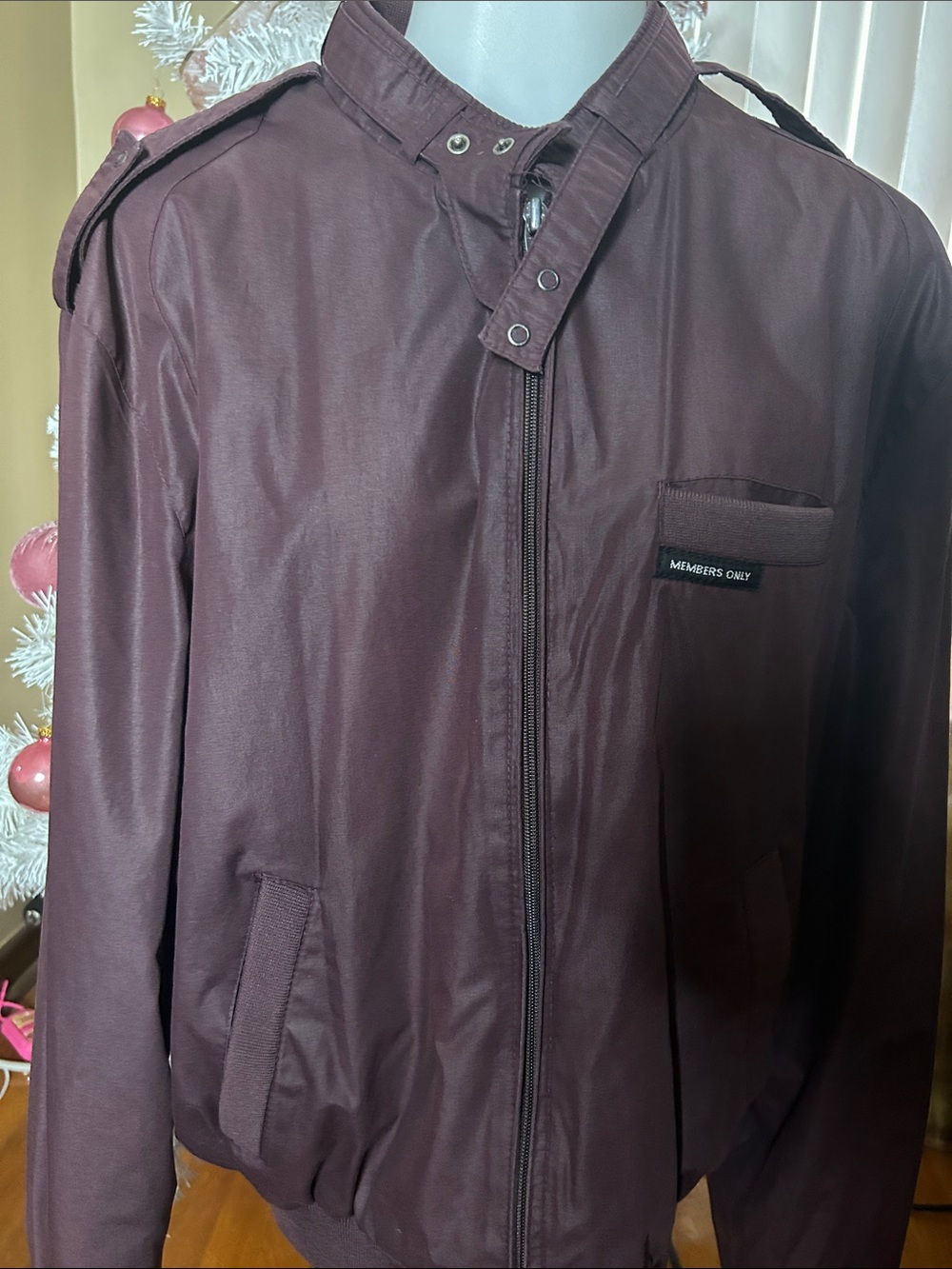 Members Only Maroon Zip-Front Bomber Jacket
